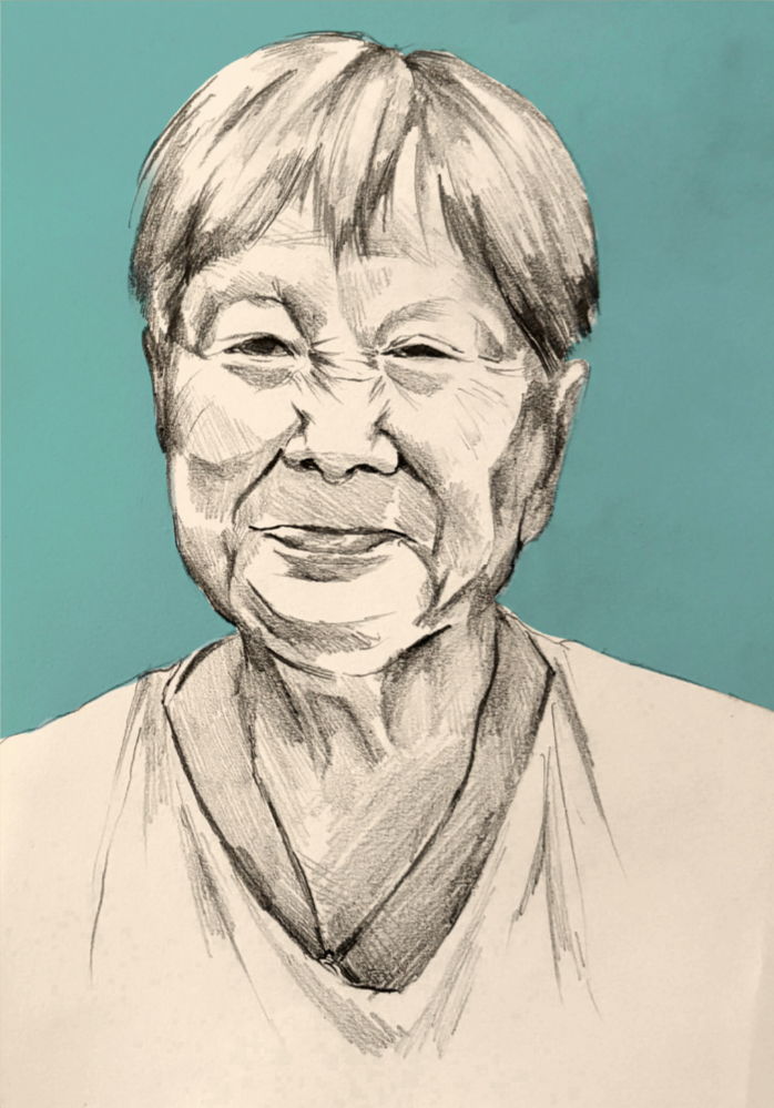 Hand-drawn portrait of Lim Kek Huey